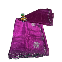 Silver Toned Sequin Embroidery scalloped Saree.