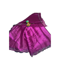 Silver Toned Sequin Embroidery scalloped Saree.