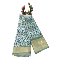 Floral Printed Muga Silk Saree