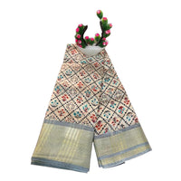 Floral Printed Muga Silk Saree