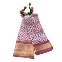 Floral Printed Muga Silk Saree
