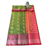 Emerald Green Banarasi Soft Silk Saree