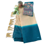 Pure Dupion Raw Silk Ombre Saree