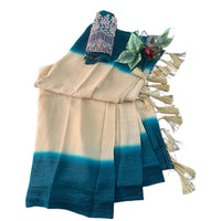 Pure Dupion Raw Silk Ombre Saree