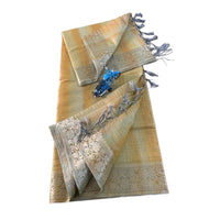 Chanderi Silk Saree with Zari Stripes.