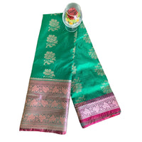 Emerald Green Banarasi Soft Silk Saree