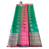 Emerald Green Banarasi Soft Silk Saree