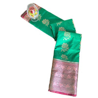 Emerald Green Banarasi Soft Silk Saree