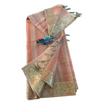 Chanderi Silk Saree with Zari Stripes.