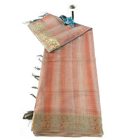 Chanderi Silk Saree with Zari Stripes.
