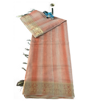 Chanderi Silk Saree with Zari Stripes.