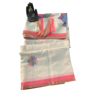 Linen Print Saree with Rainbow Leaf Motifs.