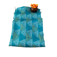 Turquoise Geometric Batik Saree