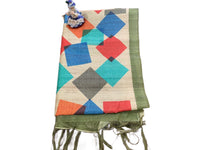 Geometric Print Linen Saree