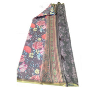 Digital Floral Printed Linen Cotton Saree