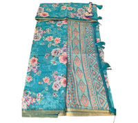 Digital Floral Printed Linen Cotton Saree