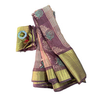 Hand Block Printed Chanderi Silk Saree