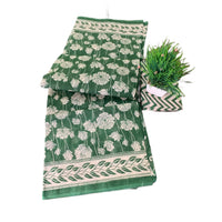 Hand Block Printed Cotton Mulmul Saree