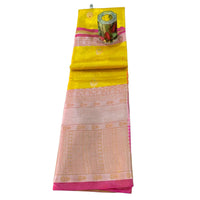 Traditional Zari Woven Gadwal Semi Pattu Saree.