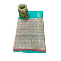 Traditional Zari Woven Gadwal Semi Pattu Saree.