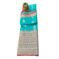 Traditional Zari Woven Gadwal Semi Pattu Saree.