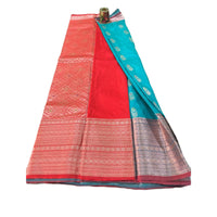 Traditional Zari Woven Gadwal Semi Pattu Saree.