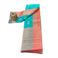 Traditional Zari Woven Gadwal Semi Pattu Saree.