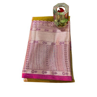 Traditional Zari Woven Gadwal Semi Pattu Saree.