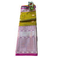Traditional Zari Woven Gadwal Semi Pattu Saree.