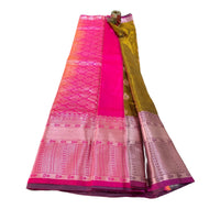 Traditional Zari Woven Gadwal Semi Pattu Saree.
