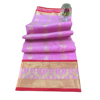 Traditional Zari Woven Gadwal Semi Pattu Saree.