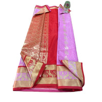 Traditional Zari Woven Gadwal Semi Pattu Saree.