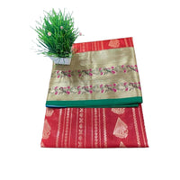 Traditional Zari Woven Gadwal Semi Pattu Saree.