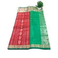 Traditional Zari Woven Gadwal Semi Pattu Saree.