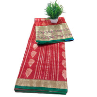 Traditional Zari Woven Gadwal Semi Pattu Saree.