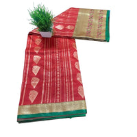 Traditional Zari Woven Gadwal Semi Pattu Saree.