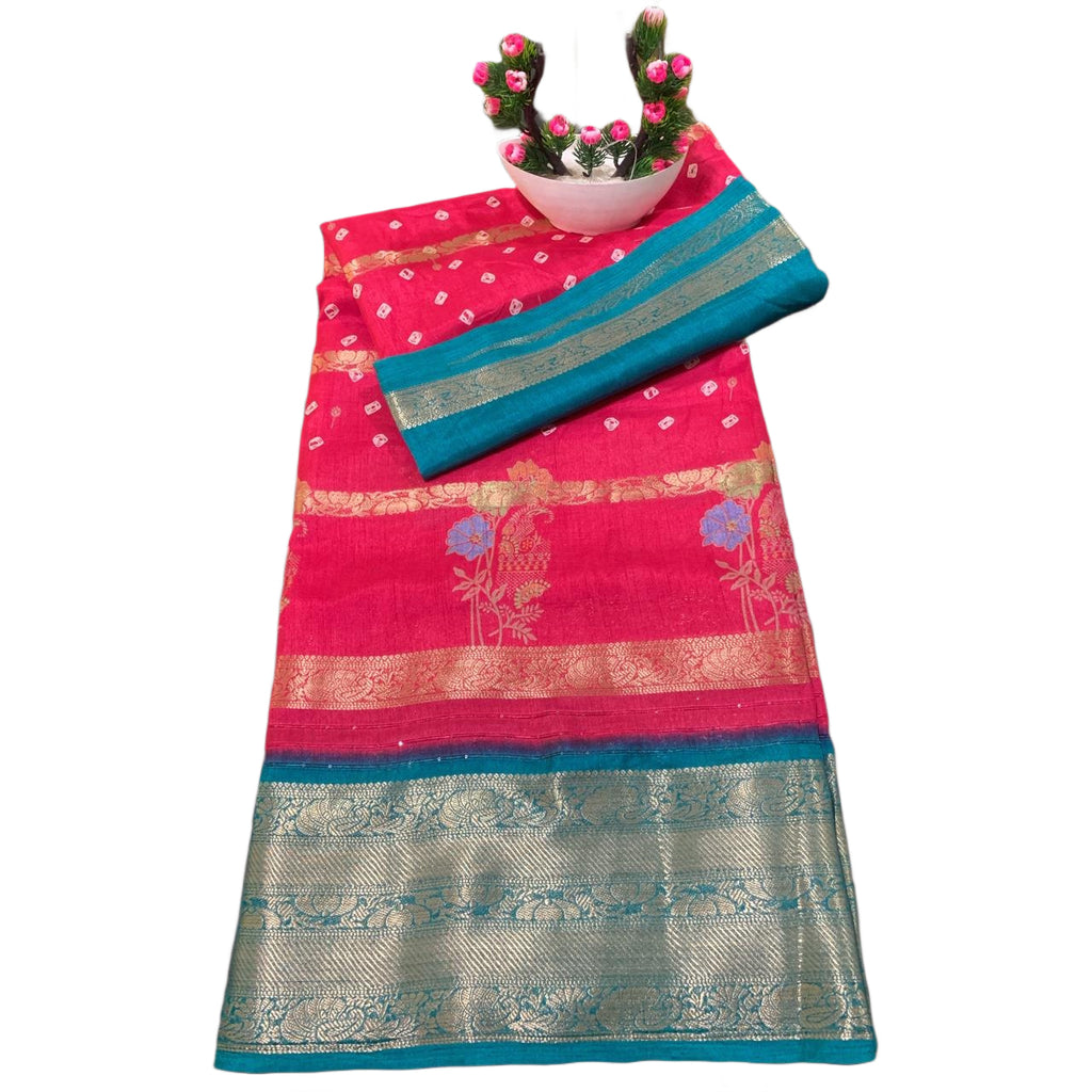 Paithani Bandhani Fusion Saree