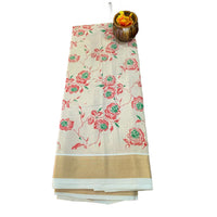 Nila Pushpa Kasavu saree