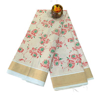 Nila Pushpa Kasavu saree
