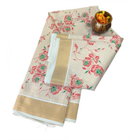 Nila Pushpa Kasavu saree