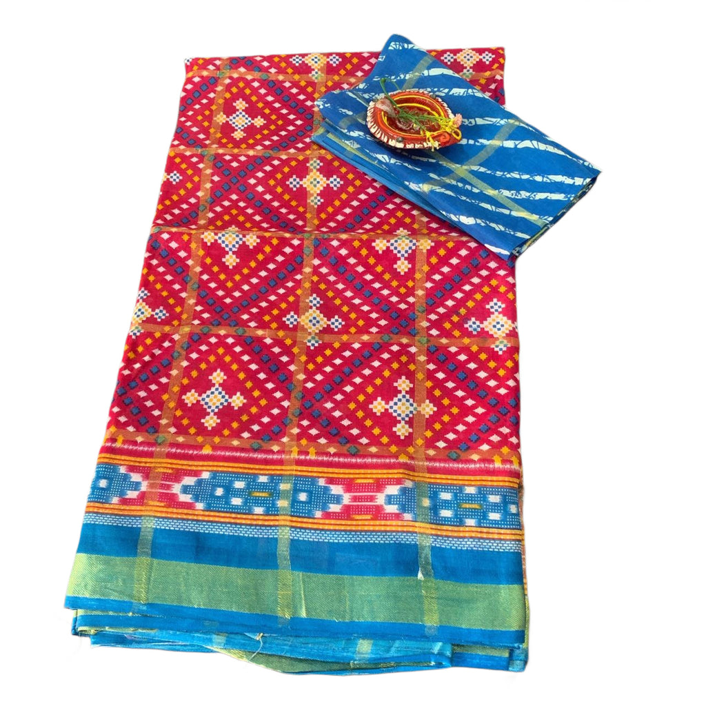 Patola Ikat Geometric Print Saree