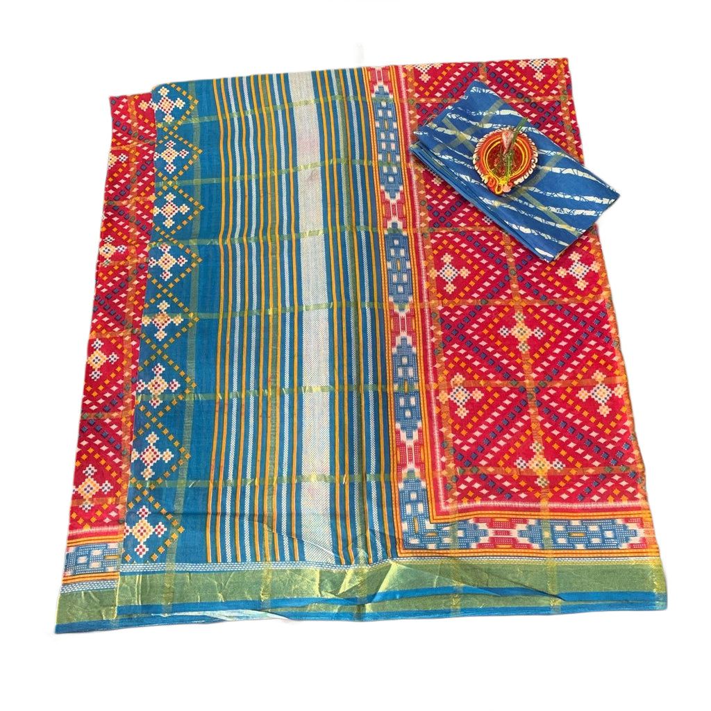 Patola Ikat Geometric Print Saree
