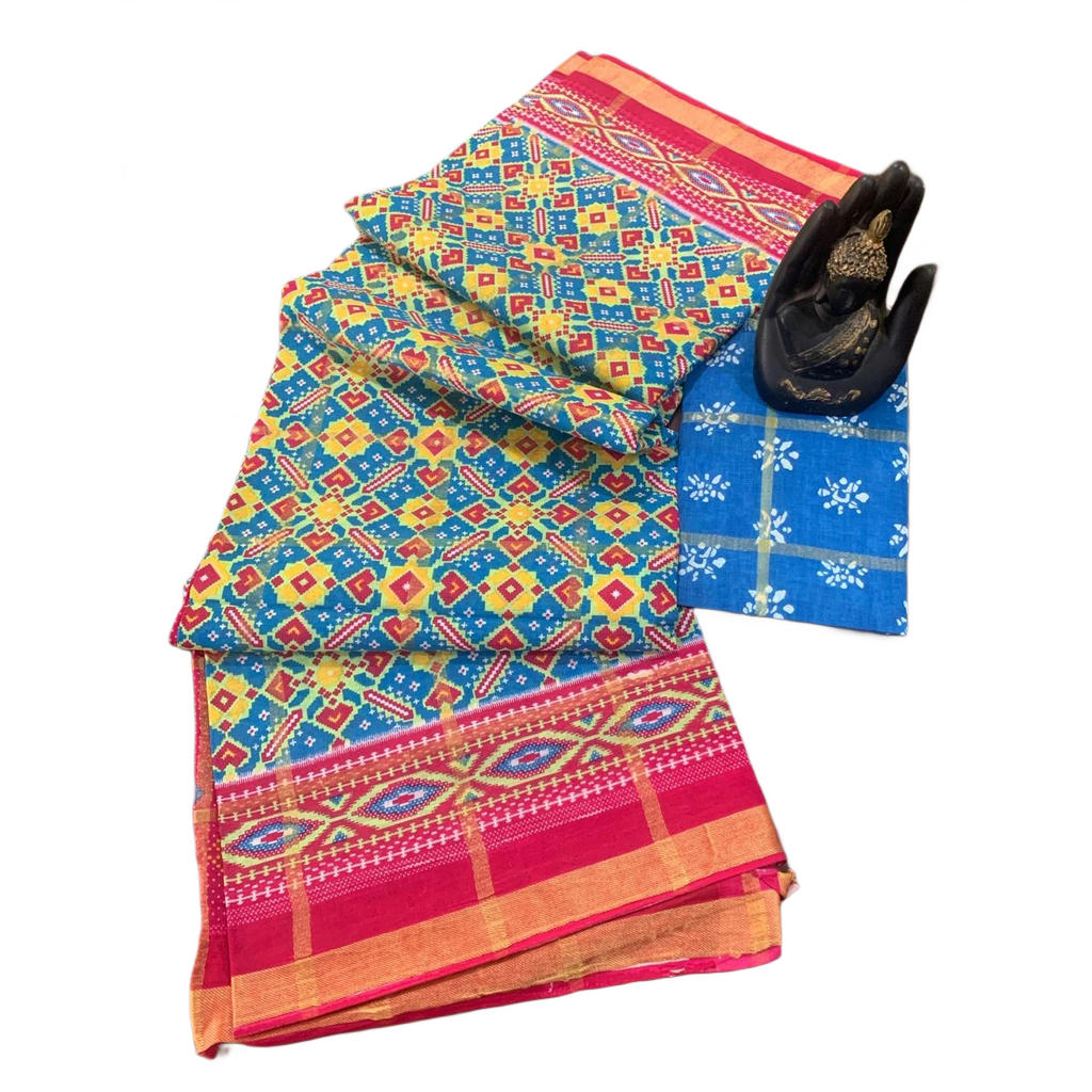 Patola Ikat Geometric Print Saree