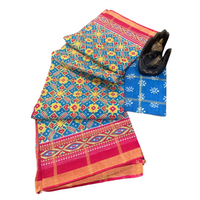 Patola Ikat Geometric Print Saree