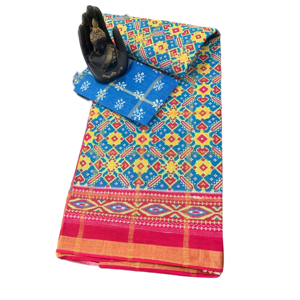 Patola Ikat Geometric Print Saree