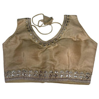 Silk Silver V Neck Padded Blouse