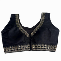 Silk Silver V Neck Padded Blouse
