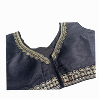 Silk Silver V Neck Padded Blouse