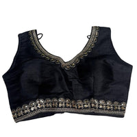 Silk Silver V Neck Padded Blouse