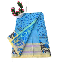 Mulmul Cotton Floral Block Print Saree